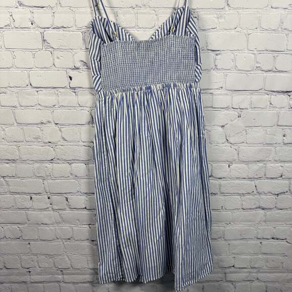 NWT J Crew Factory Blue White Cotton Stripe Tank Dress Size 00 - Picture 3 of 6
